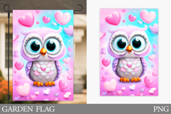 Valentines Owl Garden Flag. Valentines Garden Flag Design Product Image 1