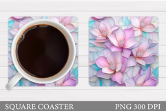 Flowers Coaster Sublimation. Floral Coaster Design Product Image 1