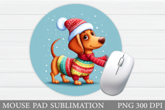 Christmas Dog Mouse Pad. Cute Dog Mouse Pad Sublimation Product Image 1