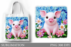 Pig Tote Bag Sublimation. Cute Pig Sublimation Product Image 1