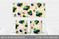 Berries Mug Sublimation. Flowers Mug Wrap Design Product Image 1