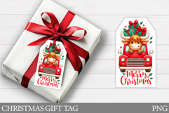Christmas Gift Tag Design. Christmas Cow Gift Tag Printable Product Image 1
