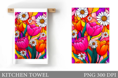 Flowers Kitchen Towel. Floral Kitchen Towel Sublimation Product Image 1