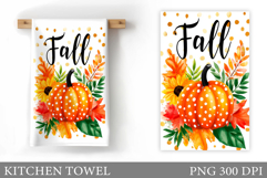 Pumpkin Kitchen Towel Design. Fall Kitchen Towel Sublimation Product Image 1
