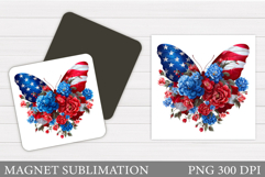 Patriotic Butterfly Sublimation. Patriotic Magnet Design Product Image 1