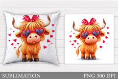Valentines Cow Pillow. Valentines Pillow Sublimation Product Image 1