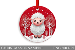 Cute Lamb Christmas Ornament. Christmas Lamb Sublimation Product Image 1