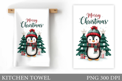 Christmas Penguin Kitchen Towel. Christmas Kitchen Towel Product Image 1