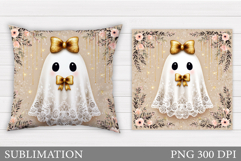 Halloween Ghost Pillow Design. Cute Ghost Sublimation Product Image 1