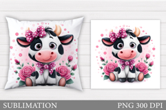 Cute Cow Pillow Design. Cute Cow Sublimation Product Image 1
