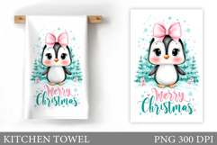 Cute Penguin Kitchen Towel. Christmas Kitchen Towel Design Product Image 1