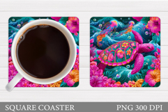 Sea Turtle Coaster Design. Turtle Sublimation Product Image 1
