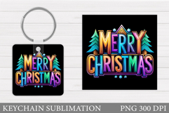 Merry Christmas Keychain. Christmas Keychain Sublimation Product Image 1