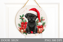 Christmas Dog Door Sign. Christmas Door Sign Sublimation Product Image 1