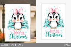 Penguin Garden Flag. Christmas Garden Flag Sublimation Product Image 1