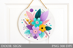 Flowers Door Sign Design. Floral Door Sign Sublimation Product Image 1