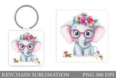 Cute Elephant Keychain Design. Cute Elephant Sublimation Product Image 1