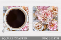 Floral Coaster Sublimation. Flowers Coaster Design Product Image 1