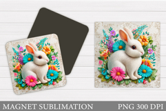 Cute Bunny Magnet Design. Cute Bunny Sublimation Product Image 1