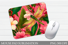 Dragonfly Mouse Pad Sublimation. Flowers Mouse Pad Design Product Image 1