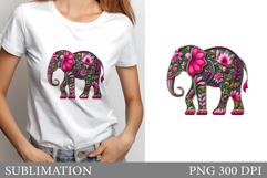 Floral Elephant T-Shirt Design. Cute Elephant Sublimation Product Image 1