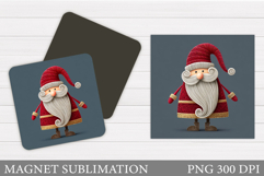 Santa Claus Magnet Sublimation. Christmas Magnet Design Product Image 1