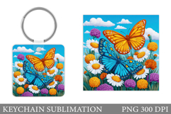 Butterfly Keychain Design. Butterfly Flowers Keychain Product Image 1
