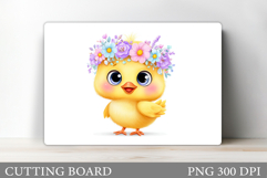 Cute Chick Cutting Board. Chick Flowers Cutting Board Design Product Image 1