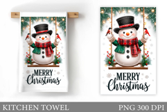 Snowman Kitchen Towel Design. Christmas Kitchen Towel Product Image 1