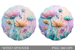 Floral Wind Spinner Sublimation. Flowers Wind Spinner Design Product Image 1