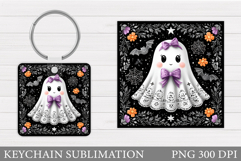 Cute Ghost Keychain Design. Cute Halloween Keychain Product Image 1
