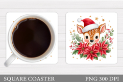 Christmas Deer Coaster Design. Christmas Coaster Sublimation Product Image 1