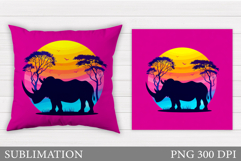 Rhinoceros Pillow Design. Rhinoceros Sublimation Product Image 1