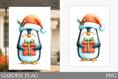 Penguin Garden Flag. Christmas Garden Flag Sublimation Product Image 1