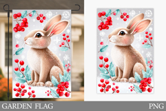 Christmas Bunny Garden Flag. Christmas Garden Flag Design Product Image 1