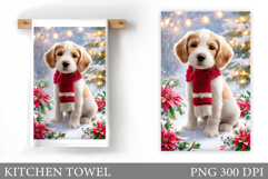 Christmas Dog Kitchen Towel. Christmas Kitchen Towel Design Product Image 1