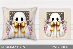 Cute Ghost Pillow Design. Cute Ghost Sublimation Product Image 1