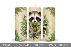 Christmas Raccoon Tumbler. Christmas Tumbler Sublimation Product Image 1
