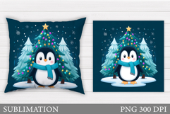Christmas Penguin Pillow. Christmas Pillow Design Product Image 1