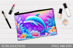 Dolphin Makeup Bag Design. Dolphin Cosmetics Bag Sublimation Product Image 1