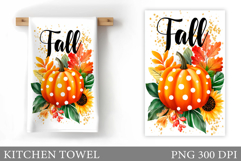 Fall Pumpkin Kitchen Towel. Fall Kitchen Towel Sublimation Product Image 1