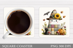 Cute Ghost Coaster Design. Cute Halloween Sublimation Product Image 1