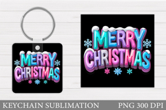 Merry Christmas Keychain. Christmas Keychain Sublimation Product Image 1