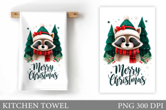 Christmas Raccoon Kitchen Towel. Christmas Kitchen Towel Product Image 1