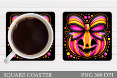 Halloween Pumpkin Coaster. Halloween Coaster Sublimation Product Image 1