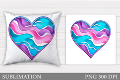 Heart Pillow Sublimation. Valentines Pillow Design Product Image 1