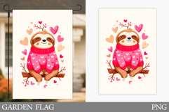 Valentines Sloth Garden Flag. Valentines Garden Flag Design Product Image 1