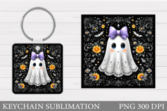 Halloween Keychain Sublimation. Ghost Keychain Design Product Image 1