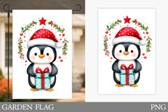 Penguin Garden Flag. Christmas Garden Flag Sublimation Product Image 1