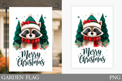 Christmas Raccoon Garden Flag. Christmas Garden Flag Design Product Image 1